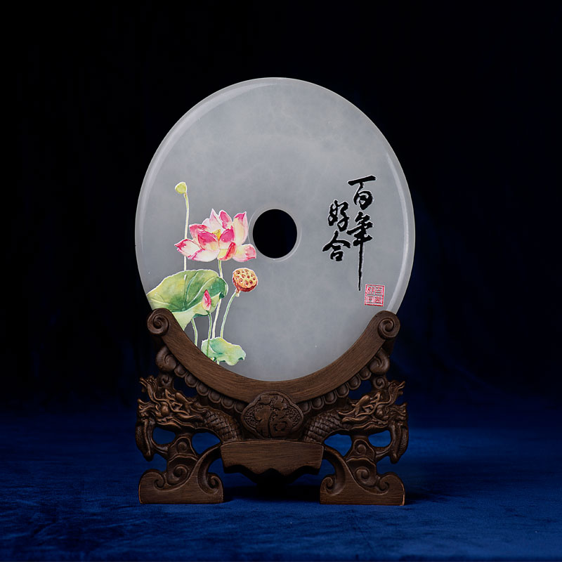 玉平安扣-百年好合-圖案及logo可任意定制